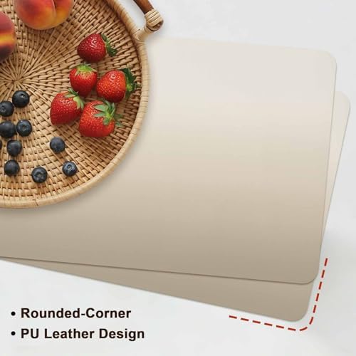Gradient Beige Brown Leather Placemats Set of 6,12x18 Inch,Color