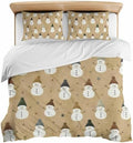 Duvet Cover Cal King Size, Snowman Christmas 3-Piece Bedding