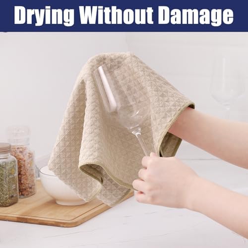 Homaxy Microfiber Waffle Weave Kitchen Dish Cloths, 6 Pack, Beige