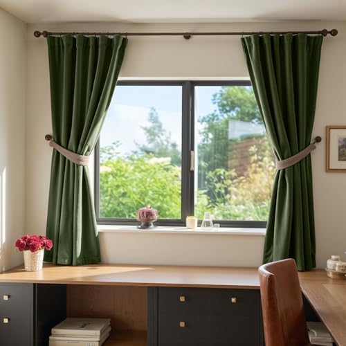 Lazzzy Moss Earthy Curtains Luxury Rod Pocket 52×72 Inch 2 Panels