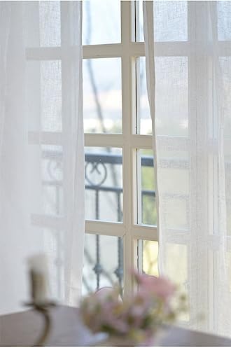 100% Linen Curtains Natural Linen Curtain Panels for Living Room/Light