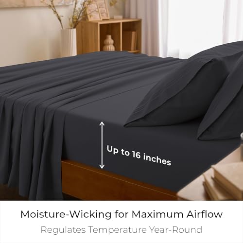 Mellanni Iconic 4-Piece Bed Sheet Set, 16" Deep Pocket