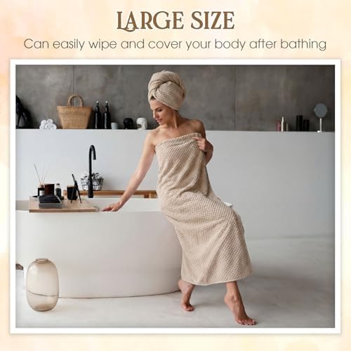 Peryiter 6 Pcs Oversized Bath Towels Set for Adult, Microfiber, Khaki