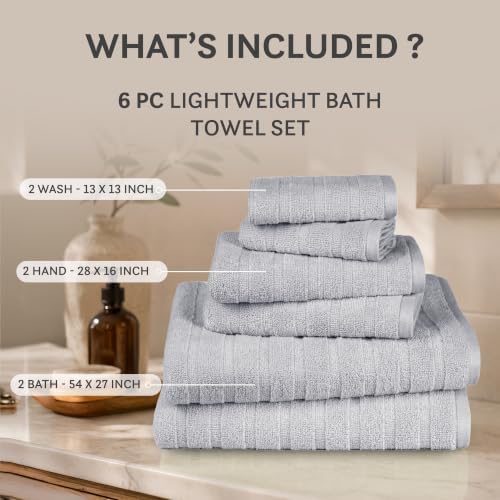 TRIDENT Gray Bath Towels Set of 4, 100% Cotton Quick Dry Towels for