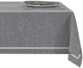 Gray 70x70 Square Polyester Linen Farmhouse Tablecloth