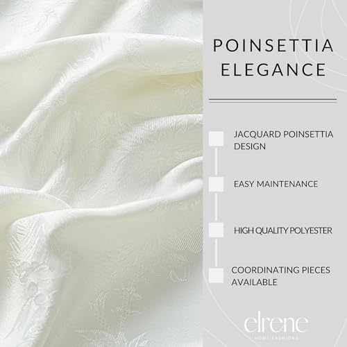 Poinsettia Elegance Jacquard Holiday Tablecloth, Ivory - 90" W x 90" L