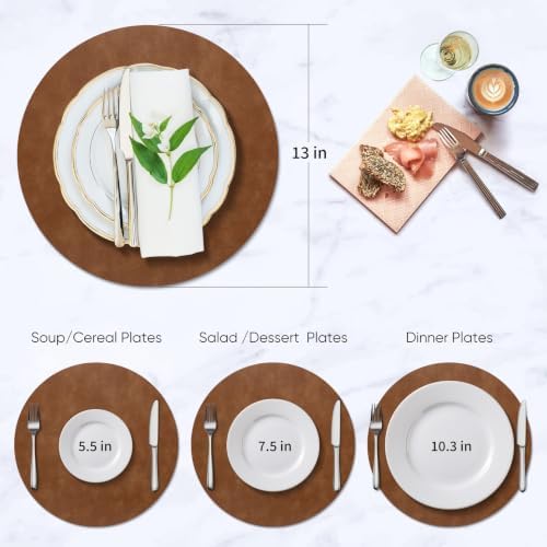 ADRIMER Faux Leather Placemats Set of 6, Heat Resistant 13"x13"