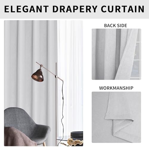 Easy-Going Linen Look Blackout Curtain 63 Inch Length Grommet Window