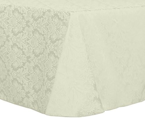 Ultimate Textile 60 x 102-Inch Oval Vintage Damask Tablecloth, Ivory