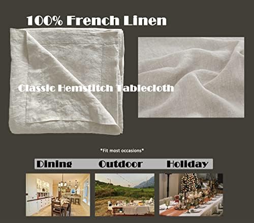 Linen World Linen Tablecloth,100% French Linen Natural Tablecloth 55"