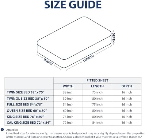 Cathay Home Cal King Fitted Sheet Only, 16" Deep Pocket, Cream