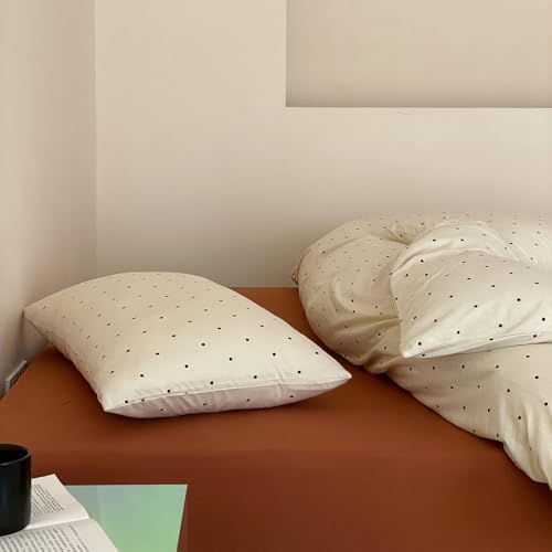 Polka Dot Duvet Cover Queen Size, 3 Piece 100% Cotton Jersey Knit