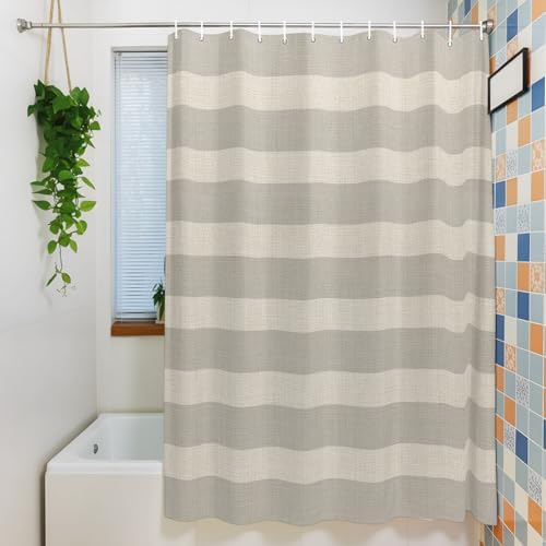 Shower Curtain for Bathroom Minimalist Taupe Stripes Bathtub Curtains