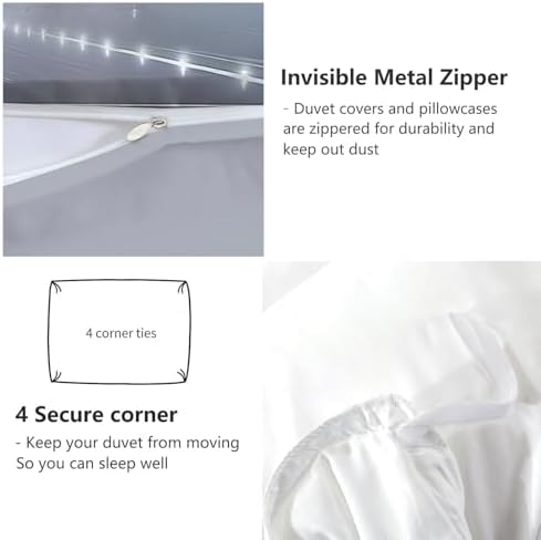 3 Piece Duvet Cover Set, King Printed Duvet Cover, Neutral Gray