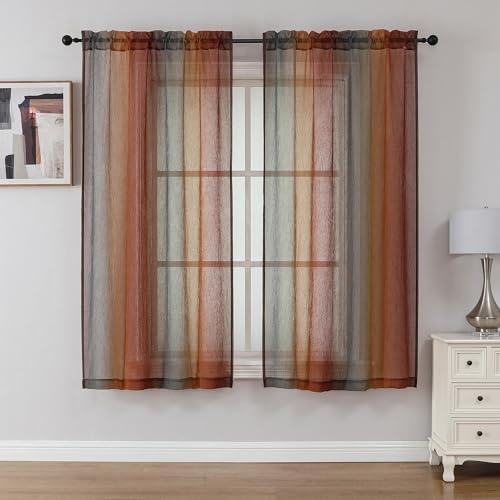 OWENIE Ombre Sheer Curtains for Bedroom Living Room 63 Inches Long 2