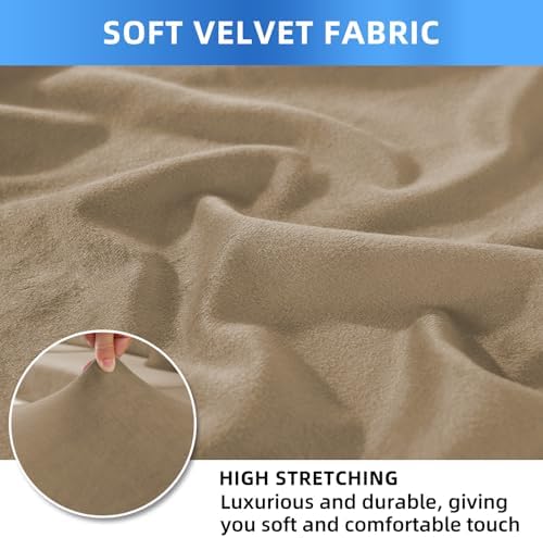 Velvet Dining Room Chair Covers Set of 6, Soft Thick, Camel