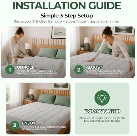 HOME & GARDEN TRENDS OrthoBed Queen Mattress Topper 2 Inch Cooling Pad