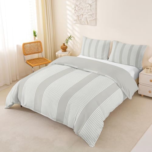 Erosebridal Gray Geometric Striped Comforter Cover King Simple Stripe