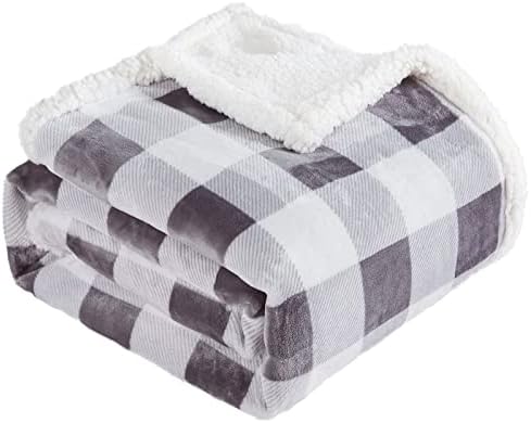Touchat Sherpa Plaid Twin Blanket 60" X 70", Fuzzy Fluffy Soft Cozy
