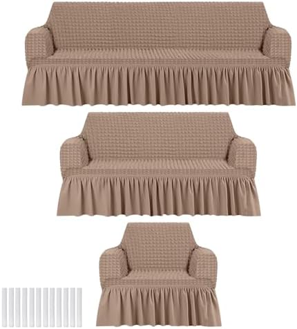 Fanfanwin 3 Pcs Sofa Slipcover Set for Couch Cushion Durable Washable