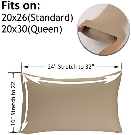 N&Y HOME 2-Pack Stretch Pillow Cases, Queen or Standard Size, Taupe
