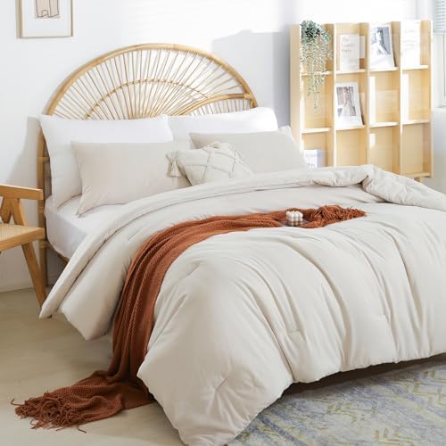 weigelia Beige Comforter Set Queen Size, All Season Lightweight