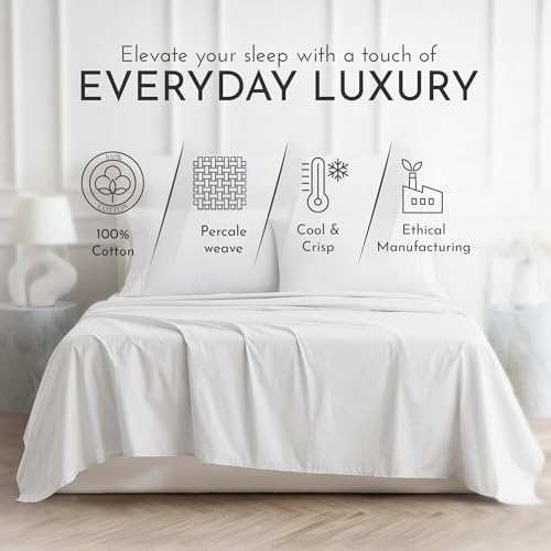Linen Closet 4 Pcs 100% Cotton King Size Sheets Set, Light Gray, 400