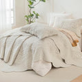CozyTide Oversized King Quilt 128"x120",Wheat Leaves Pattern