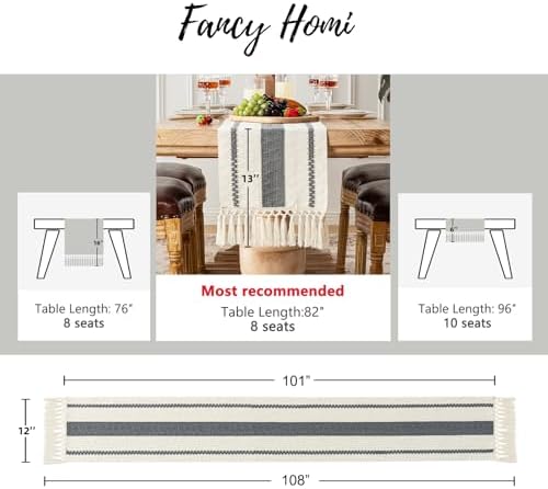 Fancy Homi Grey Table Runner 108 Inches Long Boho Macrame Table Runner