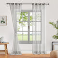 Fcosie Natural Flax Texture Stripe Sheer Curtain 63 inches Length