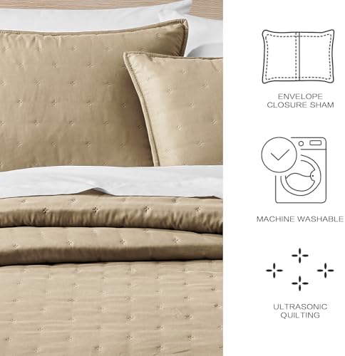 BOURINA Taupe King/CK Quilt Set 3-Piece Bedding Set Bedspread Coverlet
