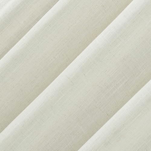 No. 918 Lennox Linen Blend Sheer Tab Top Curtain Panel, Linen, 50" W x
