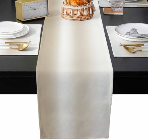 Cream Ombre Table Runner and Placemats for Dining Table,Burlap Coffee