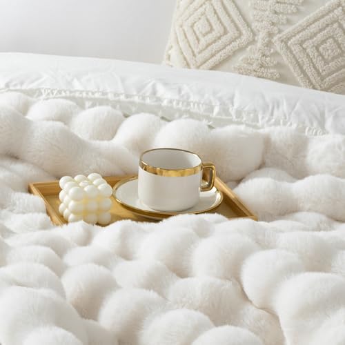 Touchat Luxury 1000GSM Rabbit Faux Fur Twin Blanket, Super Heavy Warm