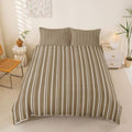 Taupe Beige Striped Duvet Cover Set King Size,Modern Simple Line