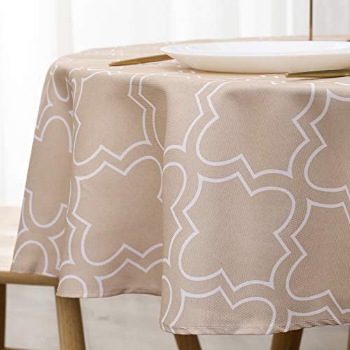 AooHome Round Tablecloth 70 Inch - Khaki Washable Polyester