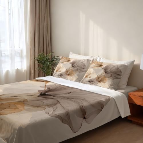 Batmerry Flower Minimalist Floral Art Queen Sheet Set–4 Piece