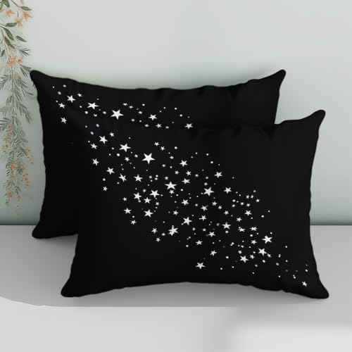King Duvet Cover Set Soft Microfiber Simple Stars Black