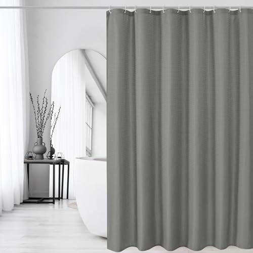 Gibelle Grey Cloth-Textured Shower Curtain, Hotel Style, 72 X 72