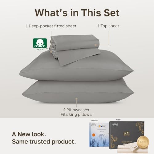California Design Den 800 Thread Count King Size Sheets Set, Misty