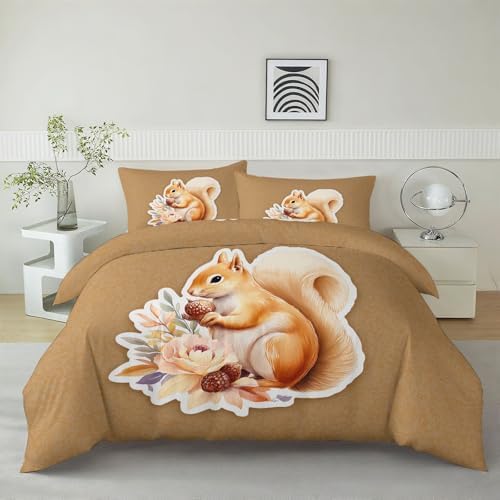 California King Duvet Cover Set Retro Pine Acorn Soft Microfiber