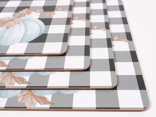 KAF Home Cork Placemats 16 x 12-Inch Set of 4 (Buff Check Pumpkin)