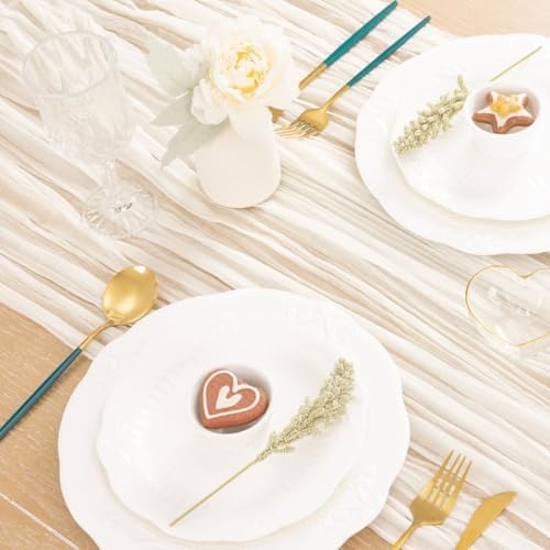 Ivory Cheesecloth Table Runner Farmhouse Fall Table Runner 10ft