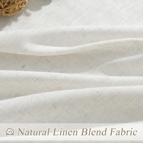 Nanspring Linen Curtains 72 Inch Long for Living Room Back Tab Beige