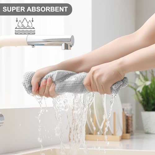 Homaxy 12 Pack 100% Cotton Kitchen Towels and Dishcloths Set, Light