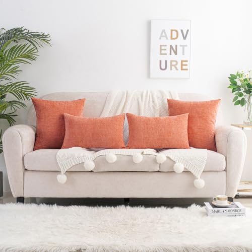 HWY 50 Throw Pillow Cover 18x18 Inch Soft Chenille Coral Pink Pack of