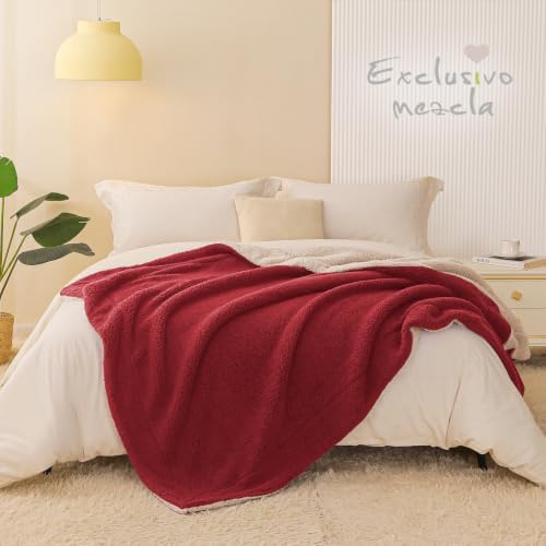 Exclusivo Mezcla Reversible Sherpa Fleece Blanket King Size, 90x104