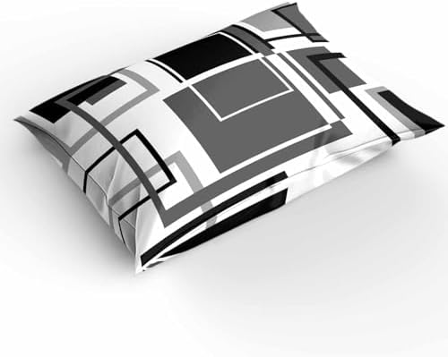 Duvet Cover Set Queen, Geometric Grey Black Abstract Art 3 Piece