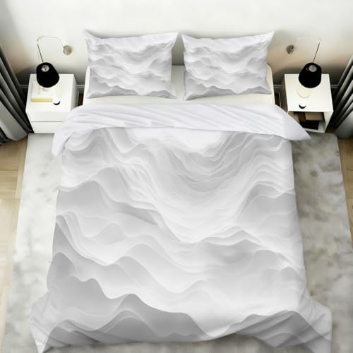 Stereo Lines 3D Bedding Set King Size, Relief Gray Gradient
