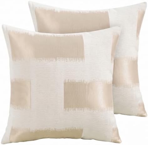 Set of 2 Chenille Jacquard Throw Pillow Covers 20x20 Inches, Modern